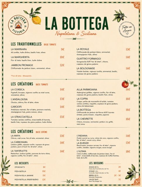 LA CARTE COMPLÈTE EST ENFIN LÀ 🍋 

Des pizzas faites avec amore 🤍
Disponible à emporter et en livraison !